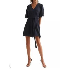 REISS Rhea Broderie Eyelet Mini Dress